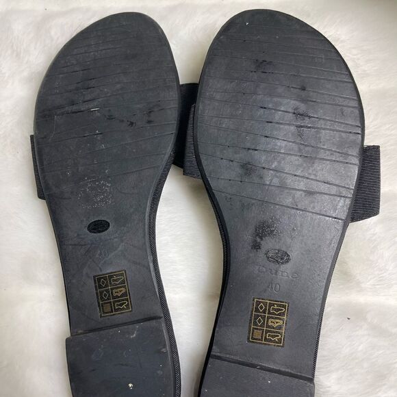 Dune black gros grain fabric thong sandals embellished rhinestones bows … - Picture 6 of 11